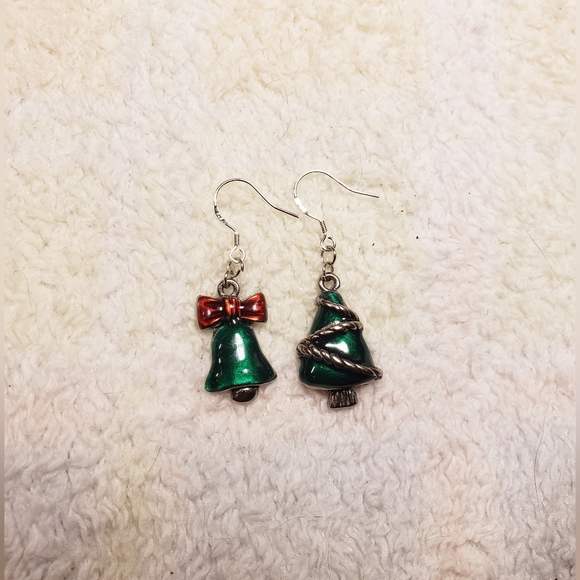 OOAK Made By Me Upcycled Vintage Enamel Christmas Earrings - Picture 6 of 6